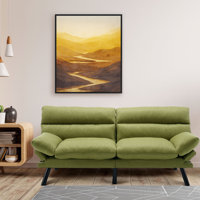 Modren Upholstered Convertible Futon Sofa Bed with Metal Legs