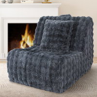 Bean Bag Chair With Memory Foam For Adults, Oversized Faux Fur Beanbag Chair With Soft Pillow For Living Room, Bedroom by Trule
