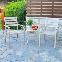 Iron Outdoor Dining Chairs Set of 2 - All-Weather Metal Patio Furniture with Minimalist Design by Latitude Run