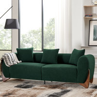 87" Upholstered Sherpa Boucle Sofa with Solid Wood Legs by Ebern Designs