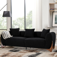 87" Upholstered Sherpa Boucle Sofa with Solid Wood Legs by Ebern Designs