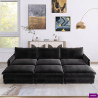 Belandina 109"W Stylish Corduroy Comfortable Lounge Chair With Three Ottomans. by Wade Logan