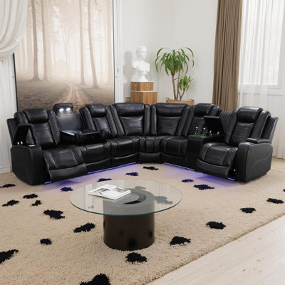 3-Piece Faux Leather Power Reclining Living  Room Sectional Sofa Set by Ivy Bronx