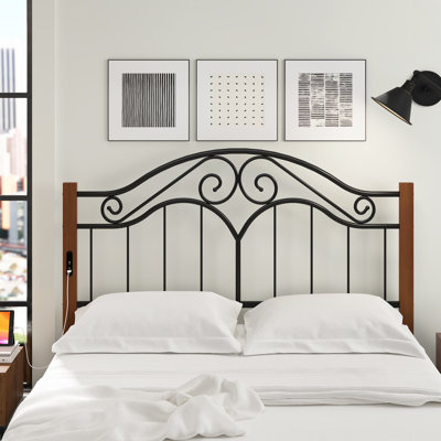 Vintage Platform Bed Metal Like Wood Headboard