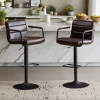 Swivel Adjustable Height Bar Stool (Set of 2) by 17 Stories