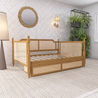 Twin Size Walnut Rattan Daybed With Twin Size Trundle by Bay Isle Home