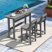 2-person Patio Bar Set Dining Table Poly Balcony Adirondack Bar Chair,HDPE HDPE Outdoor Patio Bar Set All Weather Dining Set, Poolside, Backyard, Gard