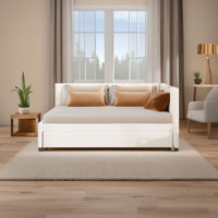 Full Size Linen Upholstered Daybed Sofa Bed With Trundle ,Wood Slats,No Box Spring Needed by Latitude Run