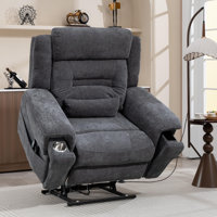 Big Man Power Lift Recliner For Elderly Adults 28 Inch Wide Seat, Heat Massage, Cup Holder & Wireless Charger, Usb Type C Charging,400 Lbs by Latitude Run