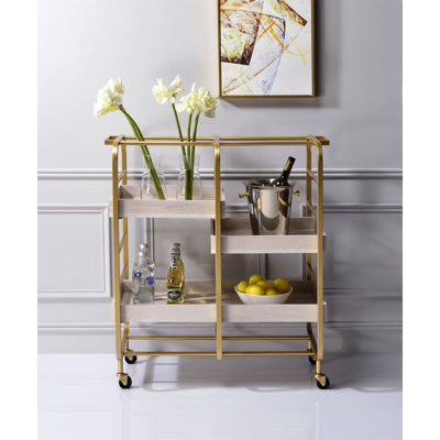 Vorrik Multi-Function Serving Cart With Removable Trays And Wheels, Perfect For Modern And Industrial Decor. by 17 Stories