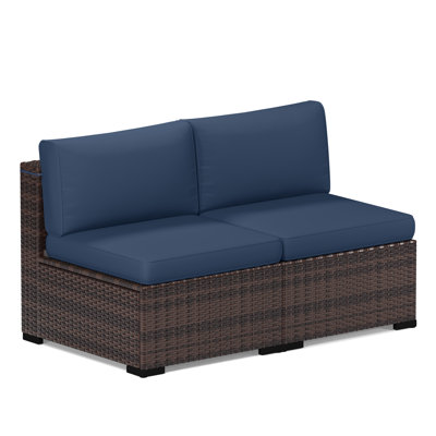 2-Person Armless Outdoor Seating Group With Cushions by Ebern Designs