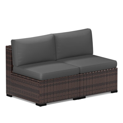 2-Person Armless Outdoor Seating Group With Cushions by Ebern Designs