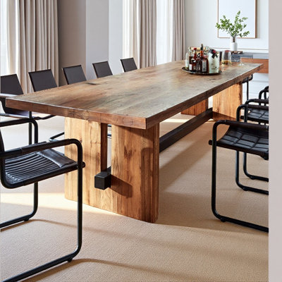 Natural wood rectangular solid wood conferen by Millwood Pines