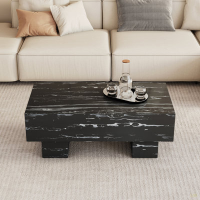Modern Simple Marble Texture MDF Coffee Table - 43.3"X21.6"X17.2" Practical Model.Making It An Ideal Addition To Any Living Room Or Apartment by Wrought Studio