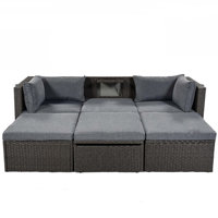 Outdoor Patio Rectangle Daybed with Retractable Canopy, Wicker Furniture Sectional Seating with Washable Cushions for Backyard and Porch by Latitude Run