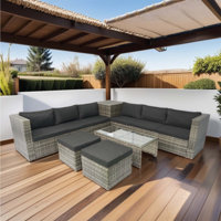 8-Piece Patio Sectional Wicker Rattan Outdoor Furniture Set with Storage and Comfortable Cushions