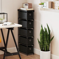 Slim Dresser w/ 5-Drawer Anti-tip Kits Space-Saving Chest of 5 Fabric Drawers by Ebern Designs