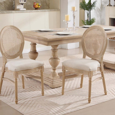 Upholstered Chairs with Nature Rattan Round Back by One Allium Way