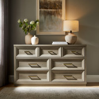 Rylo Wooden 7 Drawer Dresser For Bedroom, 53.5" Wide Modern Closet Organizers, Large Storage Cabinet With Metal Handle, Tv Stand For Living Room, Hall