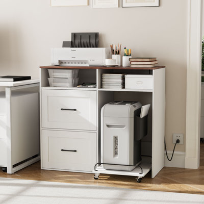 Wooden File Cabinet With Rolling Shredder Stand by Ebern Designs