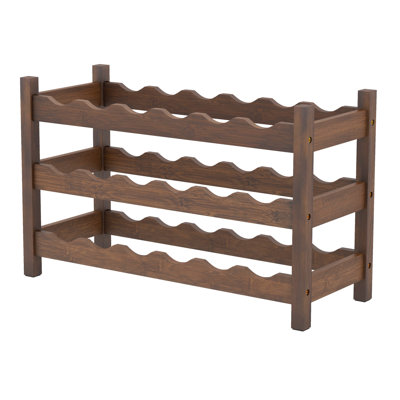 3 Tier 18 Bottle Wine Storage Cabinet Shelf Bamboo Wine Rack For Wine Lovers by Prep & Savour