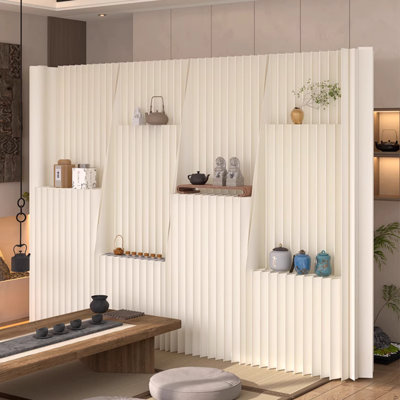 Foldable Partition Wall - Space Divider with Storage by Orren Ellis