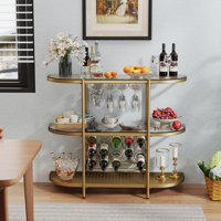 Wine Bar Table with Wine and Glasses Rack
