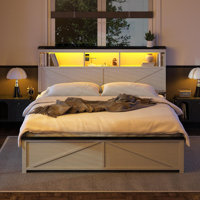Farmhouse Bed Frame With 48" Tall Storage Headboard by Ivy Bronx