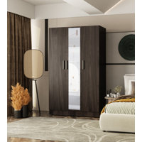 Armoire With 3 Doors With Ample Storage 1 Mirrored Door by Ebern Designs