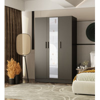 Armoire With 3 Doors With Ample Storage 1 Mirrored Door by Ebern Designs
