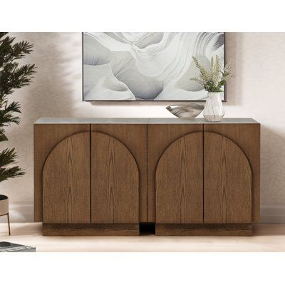 Solid Wood Arched Storage Cabinet Credenza by Hokku Designs