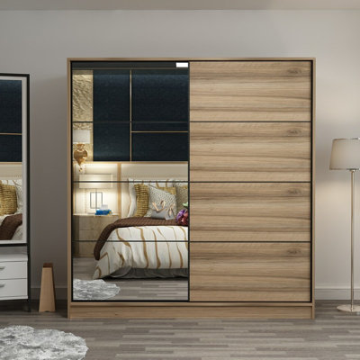2 Sliding Doors Full Length Wardrobe Cabinet With 2 Drawers by Hokku Designs