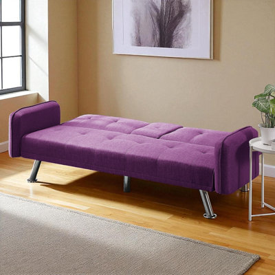 Perdue 74" Wide Futon Sofa Bed, Modern Convertible Couch Sleeper Sofa With 2 Cup Holders by Mercury Row