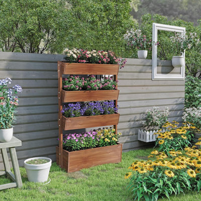 4 Tier Wood Vertical Raised Garden Bed Planter Box Flower Plant Stand by Gracie Oaks
