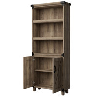 67" H Wood Farmhouse Pantry Storage Cabinet With 5 Shelves Two Doors