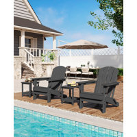 Folding HDPE Adirondack Chair, Weather-Resistant Outdoor Chair with Wood Texture, 380 lbs Capacity for Patio, Deck, Fire Pit, Poolside, Backyard by Highland Dunes