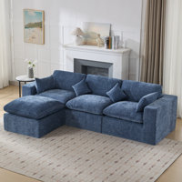 Cloud Boneless Modular Sectional Couch with Ottoman, Oversized Upholstered Convertible Chenille Memory Foam Sofa by Latitude Run