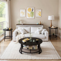 3-Piece Coffee Table Set For Living Room, Round Coffee Table & 2 End Side Table With Open Storage, Farmhouse 2-Tier Living Room Table Set For Living R by 17 Stories