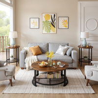 3-Piece Coffee Table Set For Living Room, Round Coffee Table & 2 End Side Table With Open Storage, Farmhouse 2-Tier Living Room Table Set For Living R by 17 Stories
