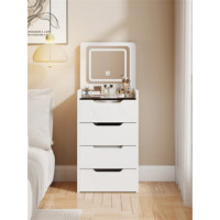 3 In 1 Vanity Desk With Flip Top Mirror, Small Make Up Vanity Set With Visible Glass Desktop, Compact Makeup Vanity With 3 Drawers, Dressing Table For by Ivy Bronx
