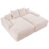 89"X72"Oversized Chaise Lounge Chair,Upholstered Cozy Corduroy Sleeper Sofa Bed-No Assembly Required,Includes 4 Pillows & Wide Armrests,High-Density F by Everly Quinn