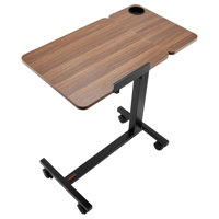 Overbed Table, Mobile Bed Side Table with Flip Desktop and 4 Wheels, Height & Angle Adjustable Rolling Laptop Desk with Cup Holder, Portable Over Bed by Inbox Zero
