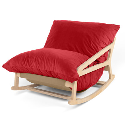 Pillow Saxx Bean Bag Rocking Chair - Elegant Oversized Rocker With Modern Wood Frame, Lush