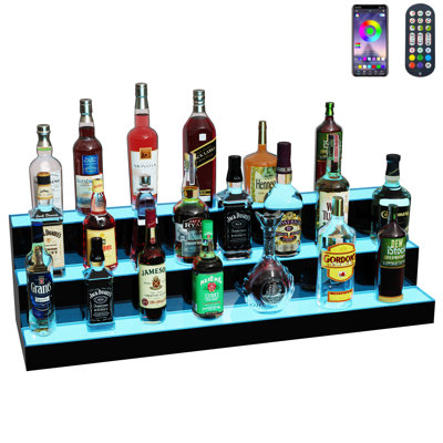 LED Wine Shelf, 3-Tier Liquor Bottle Display Rack for Livingroom Bar Wine Rack by MESAILUP
