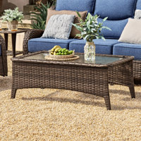 Outdoor Coffee Table With Tempered Glass Top And Storage For Backyard by Winston Porter