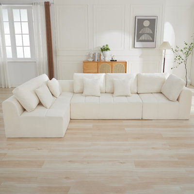 137.9’’ Oversized L-Shape Sectional Sofa, Modular Compressed Cloud Couch with Memory Foam, No Assembly Needed by Latitude Run