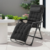 Padded Zero Gravity Folding Chair, Patio Lawn and Beach Chair with Cup Holder, Removable Cushion Chair by Arlmont & Co.