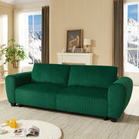 Corduroy Upholstered 3 Seat Sofa Couch,2-In-1 Convertible Sleeper Sofa With Cushions And Storage For Living Room,Apartment,Office by Everly Quinn