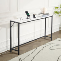 Marble Console Table Modern Narrow Long Console Table with Power Outlet by Wrought Studio