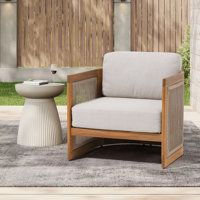 Outdoor Solid Wood Single Sofa With Cushions